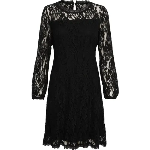 Lace Dress with Puff Sleeves , female, Sizes: L, XL, XS, M, 2XL, S - Cream - Modalova