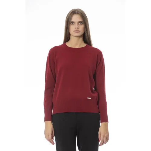 Langarm Crewneck Monogramm Pullover , Damen, Größe: L - Baldinini - Modalova