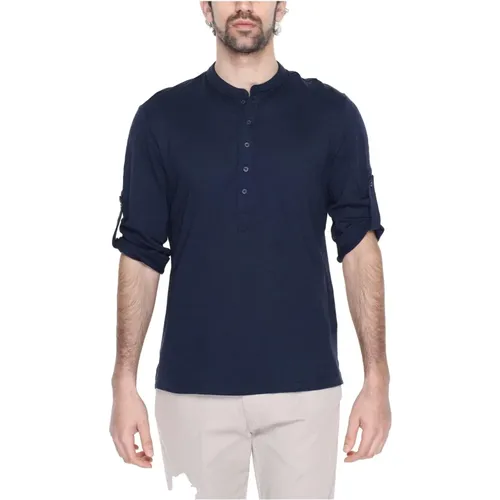 Mandarin Collar Cotton T-shirt with Buttons , male, Sizes: XL, S, L, 2XL, M - Antony Morato - Modalova