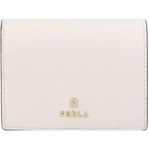 Weiße Bedruckte Lederbrieftasche mit Clip , Damen, Größe: ONE Size - Furla - Modalova