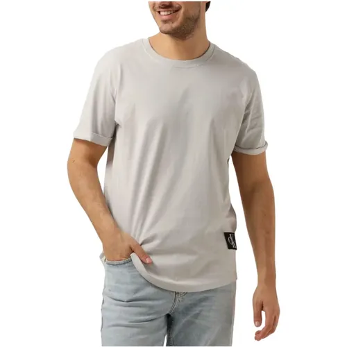 Herren Polo T-Shirt Badge Ärmel , Herren, Größe: S - Calvin Klein - Modalova