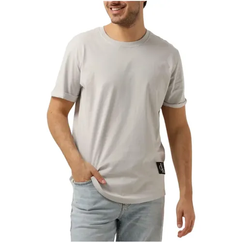 Herren Polo T-Shirt Badge Ärmel , Herren, Größe: XS - Calvin Klein - Modalova