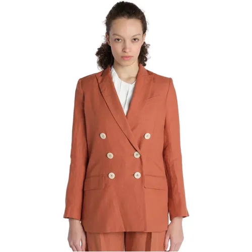 Linen Double-Breasted Jacket , female, Sizes: 2XS, XS - Ines De La Fressange Paris - Modalova