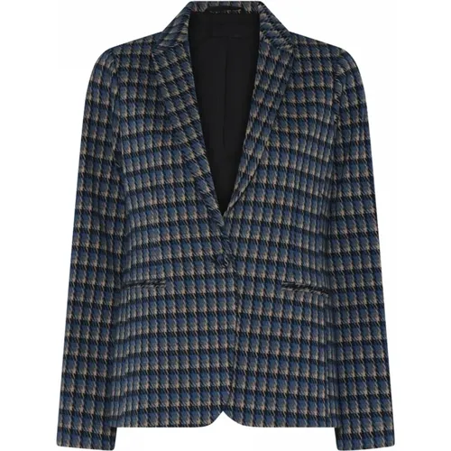 Blauer Karierter Blazer Ditte Stil , Damen, Größe: 3XL - C.Ro - Modalova