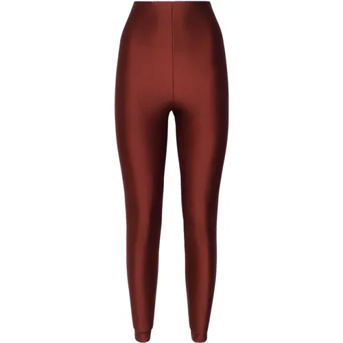 Shiny Bordeaux Trousers with High Waist , female, Sizes: M, S - Andamane - Modalova