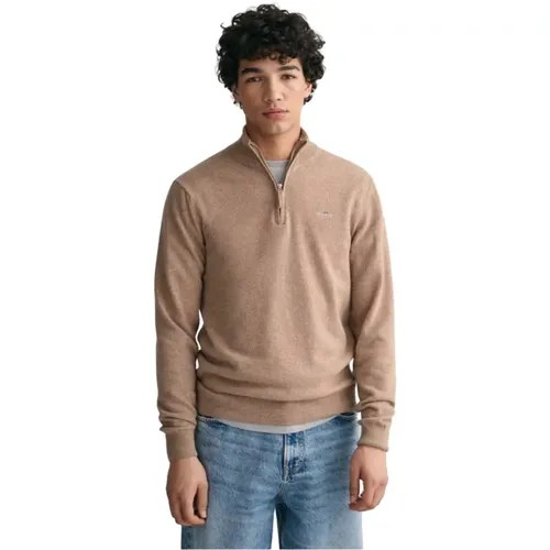 Beiger Superfeiner Lambswool Half-Zip Pullover - Gant - Modalova