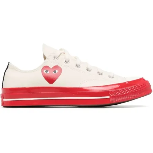 Weiße Chuck Taylor Low Sneaker mit Roter Sohle - Comme des Garçons Play - Modalova