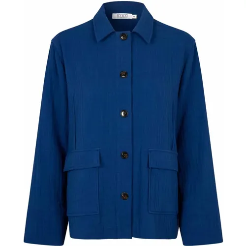 Elegant Navy Peony Cotton Jacket , female, Sizes: M, S, L, XS - Masai - Modalova