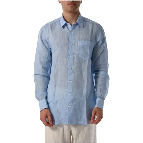 Casual Leinenhemd mit Knopfverschluss , Herren, Größe: XL - 120% lino - Modalova