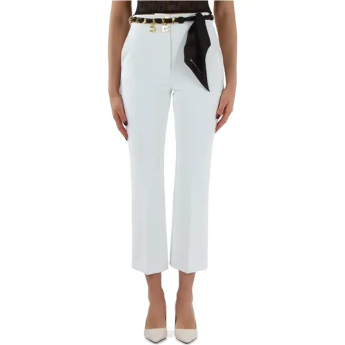 Stretch Double Crepe Pants with Removable Belt , female, Sizes: M, S, XS, XL, L - Elisabetta Franchi - Modalova