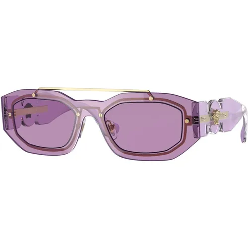 Violette Sonnenbrille VE 2235,Transparente Ruthenium/Silber Sonnenbrille,Sonnenbrille in /Dunkelviolett - Versace - Modalova
