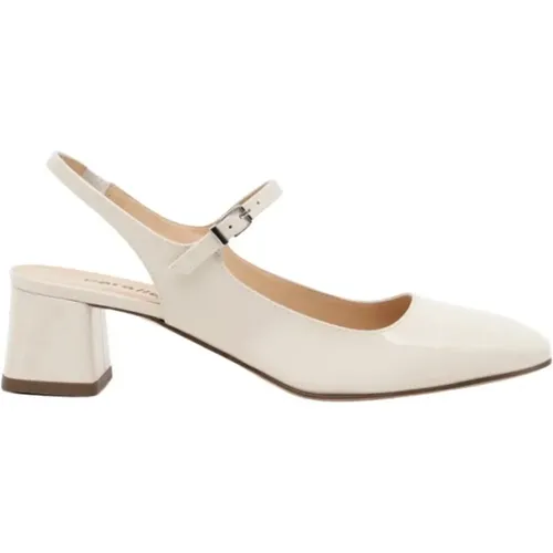 Weiße Lackleder Slingback Schuhe , Damen, Größe: 40 EU - Parallele - Modalova