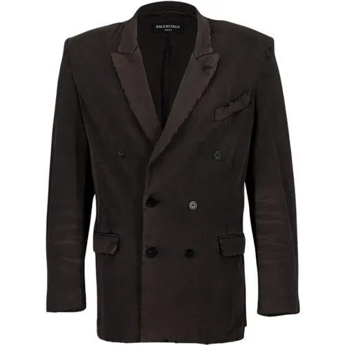 Distressed Double-Breasted Jacket , male, Sizes: M - Balenciaga - Modalova