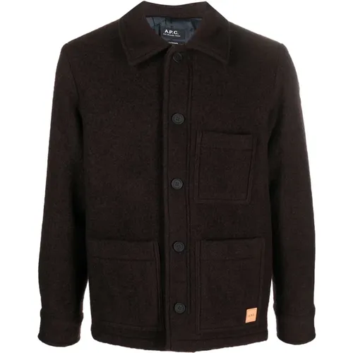 Wool Blend Jacket with External Pockets , male, Sizes: M - A.p.c. - Modalova