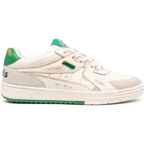 Green Leather Vintage Sneakers Round Toe , male, Sizes: 6 UK - Palm Angels - Modalova