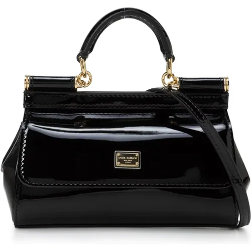 Sicily Small Hammered Leather Bag , female, Sizes: ONE SIZE - Dolce & Gabbana - Modalova