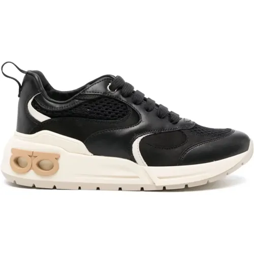 Almond-Toe Leather Sneakers , female, Sizes: 6 UK, 2 UK, 3 1/2 UK - Salvatore Ferragamo - Modalova