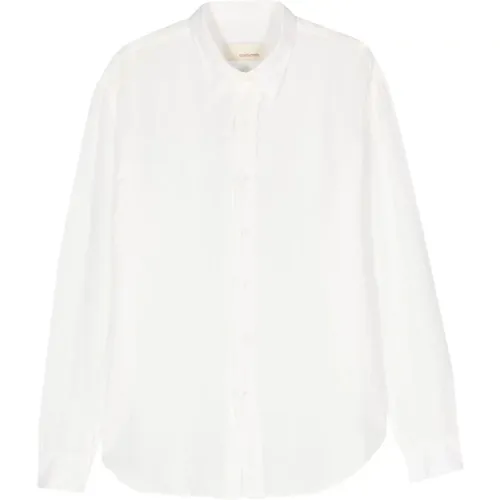 Weißes Leinenhemd mit gewelltem Saum - Costumein - Modalova