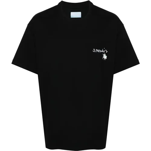 Schwarze T-Shirts und Polos , Herren, Größe: XL - 3.Paradis - Modalova
