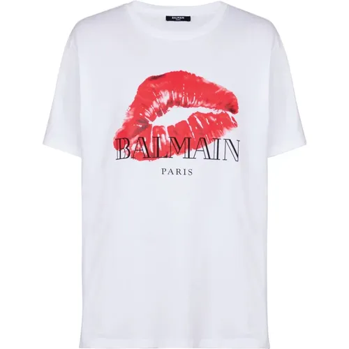 Weites T-Shirt it Kiss-Print , Herren, Größe: 2XL - Balmain - Modalova