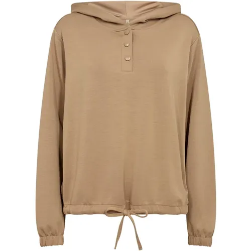 Bequeme Modal-Mischung Hoodie mit Knopfverschluss , Damen, Größe: S - Soyaconcept - Modalova