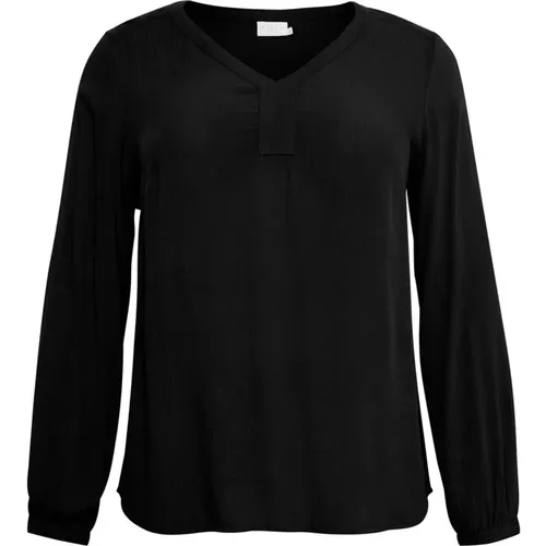 Schwarze Tiefe V-Ausschnitt Bluse , Damen, Größe: 3XL - Kaffe Curve - Modalova