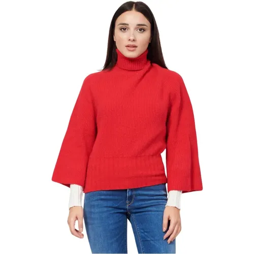 Roter Flared Pullover von Emporio Armani , Damen, Größe: XL - Emporio Armani EA7 - Modalova