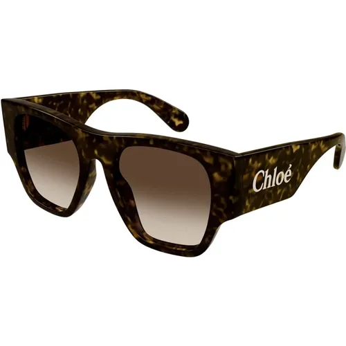 Mutige Quadratische Sonnenbrille mit Oversized-Bügeln , Damen, Größe: 53 MM - Chloé - Modalova