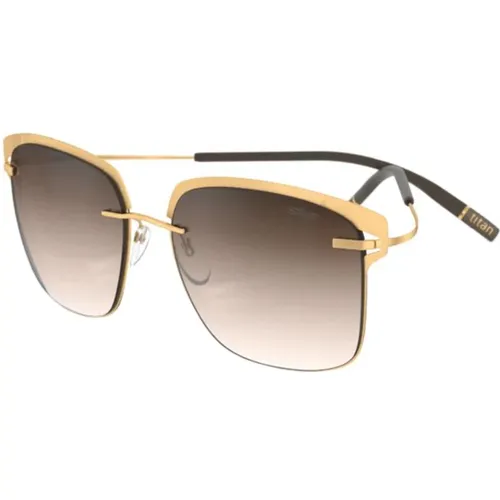 Gold/Braun Accent Shades Sonnenbrille , Herren, Größe: ONE Size - Silhouette - Modalova