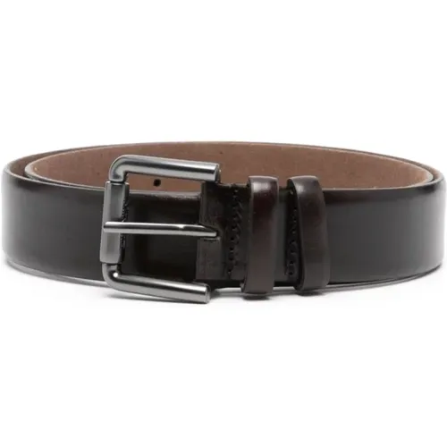 Grained Leather Belt with Logo Buckle , female, Sizes: M, S - Max Mara - Modalova