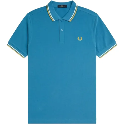 Klassisches Poloshirt mit Doppelstreifen , Herren, Größe: L - Fred Perry - Modalova