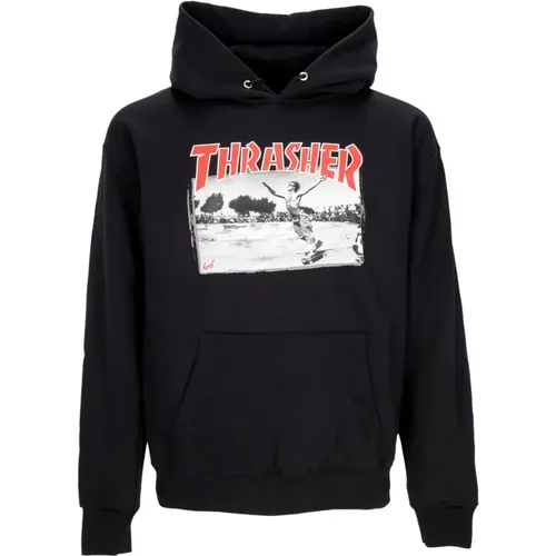 Schwarzer Hoodie mit verstellbarer Kapuze und Fronttasche , Herren, Größe: M - Thrasher - Modalova