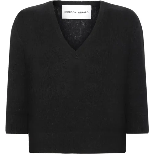 Deep v-neck knit , female, Sizes: S, XS, L - Emerson Renaldi - Modalova