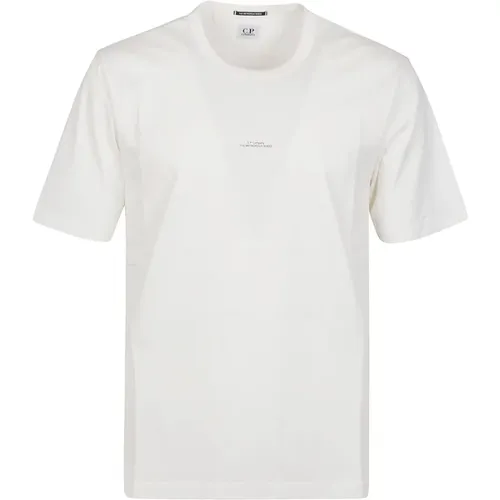 Weißes Logo-Print-Jersey-T-Shirt,Schwarzes Logo Print Jersey T-Shirt - C.P. Company - Modalova