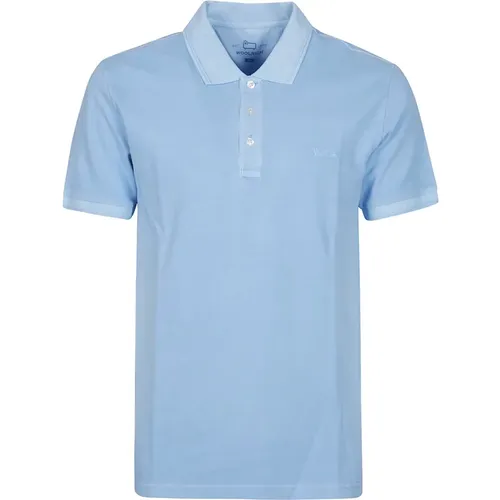 Blaues Polo-Shirt,Mineral Grey Polo Shirt,Polo Shirts - Woolrich - Modalova
