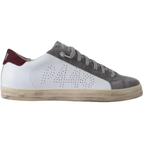 Leather Sneakers with Burgundy Heel , male, Sizes: 10 UK, 6 UK, 9 UK, 11 UK, 7 UK, 8 UK - P448 - Modalova