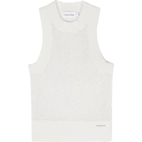 Graues Tank Top Essential , Damen, Größe: L - Calvin Klein - Modalova