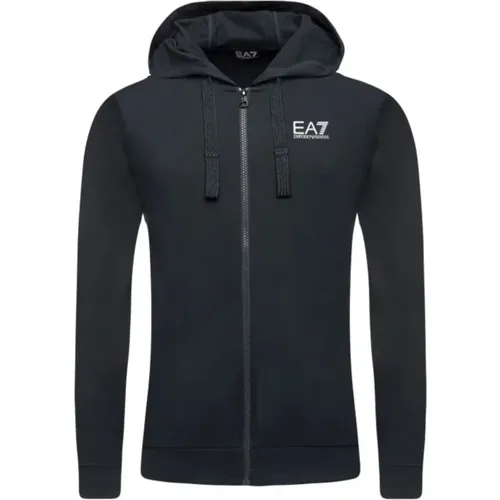 Blaue Nacht Hoodie mit Reißverschluss , Herren, Größe: M - Emporio Armani EA7 - Modalova