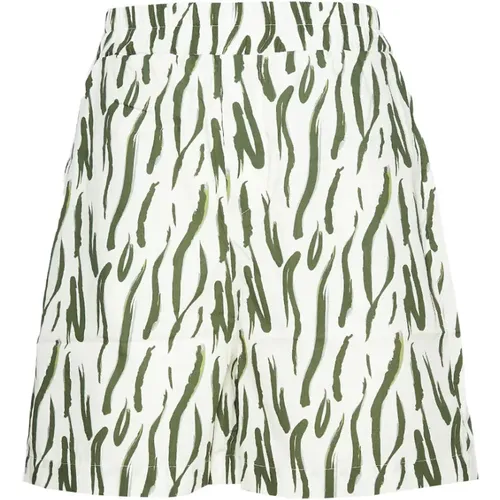 Weiße und Grüne Animal Print Bermuda Shorts - 4Giveness - Modalova