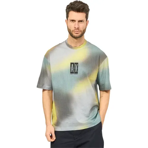 Mens Holographic Print T-shirt , male, Sizes: M, XL, L - Armani Exchange - Modalova