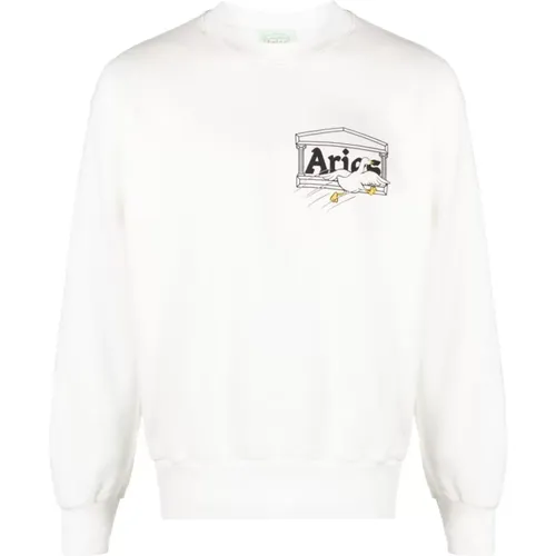 Schwarzer Logo Weißer Sweatshirt - Aries - Modalova