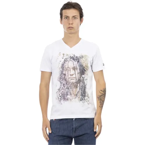 Short Sleeve V-Neck T-Shirt - Front Print , male, Sizes: M, 2XL, XL, L - Trussardi - Modalova