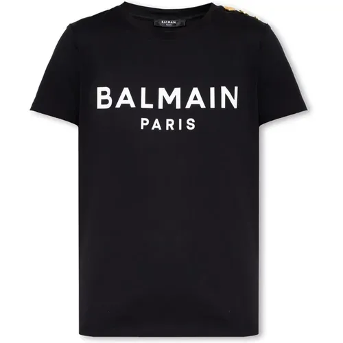 T-shirt with logo , female, Sizes: S, L, 2XS, M, XS - Balmain - Modalova