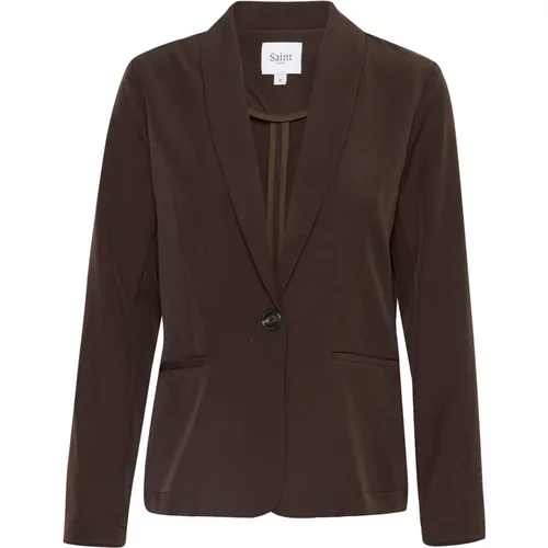 Classic Blazer Jacket Dark Oak , female, Sizes: M - Saint Tropez - Modalova