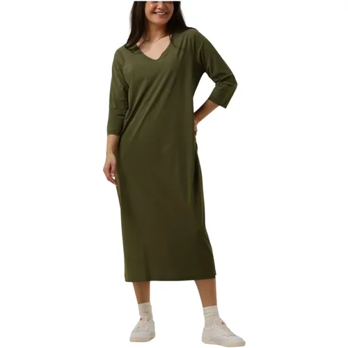 Grünes Midi-Kleid Khaki Stil , Damen, Größe: M - Penn&Ink N.Y - Modalova