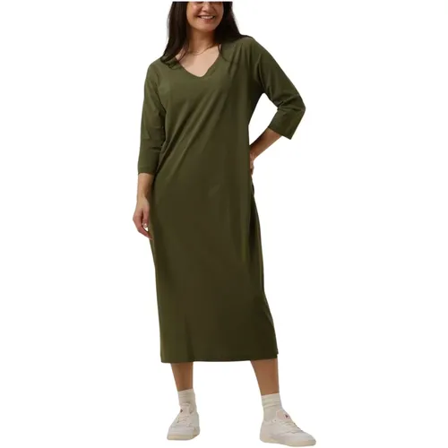 Grünes Midi-Kleid Khaki Stil , Damen, Größe: S - Penn&Ink N.Y - Modalova