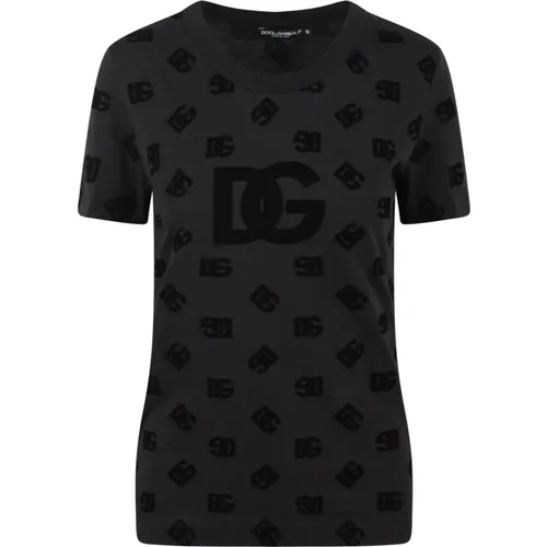 Logo-print T-shirt , female, Sizes: XS, S - Dolce & Gabbana - Modalova