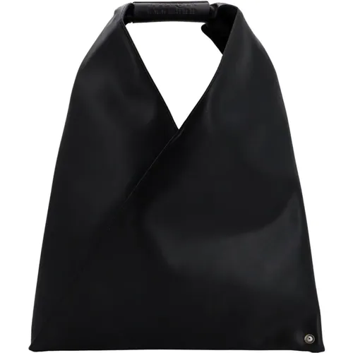 Schwarze Handtasche mit Druckknopfverschluss - MM6 Maison Margiela - Modalova