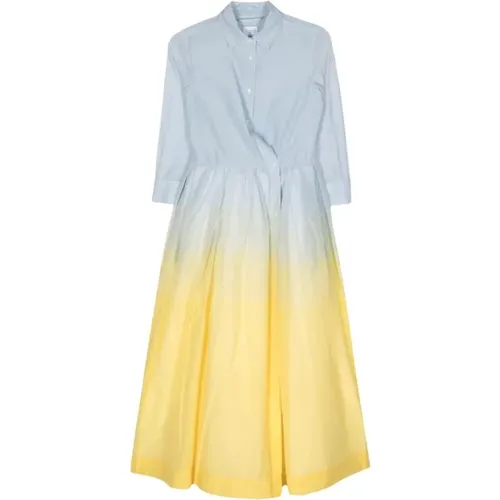 Stilvolles Midi-Kleid in Gelb Blau - Sara Roka - Modalova