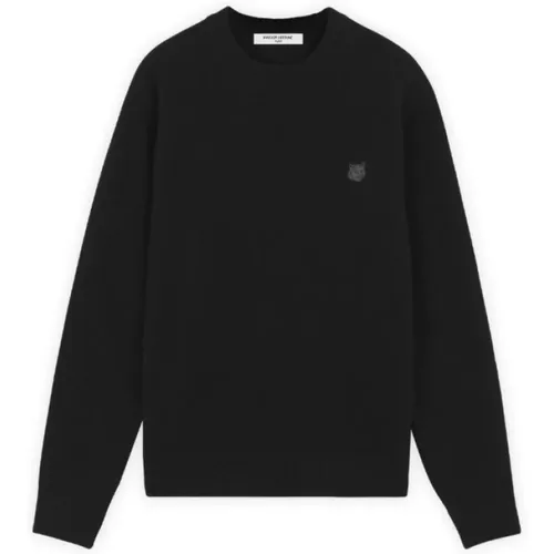 Schwarzer Logo-Pullover , Herren, Größe: 2XL - Maison Kitsuné - Modalova